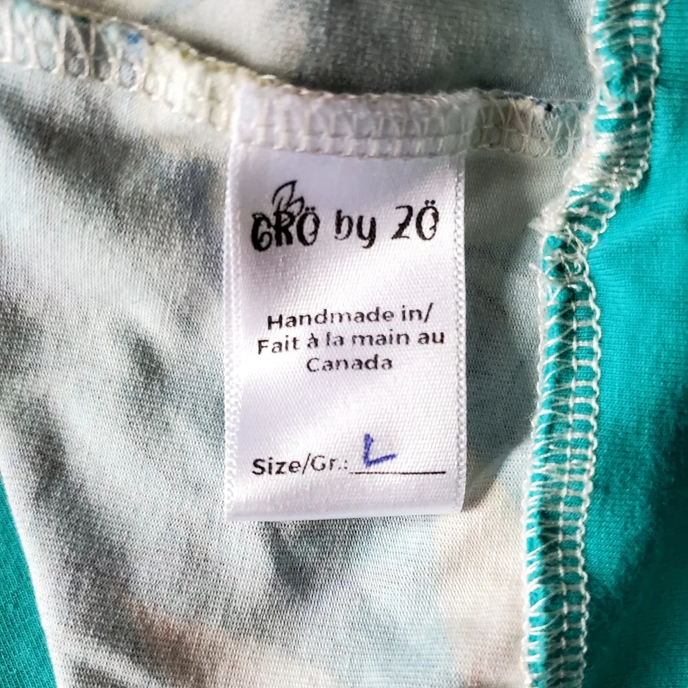 Gro by 20 Women's Teal Green Hawaiian Print Long Sleeve Top Size Large - Picture 4 of 4